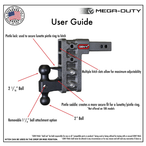 GEN-Y HITCH Mega-Duty Drop Hitch (2" Shank) 10000lbs