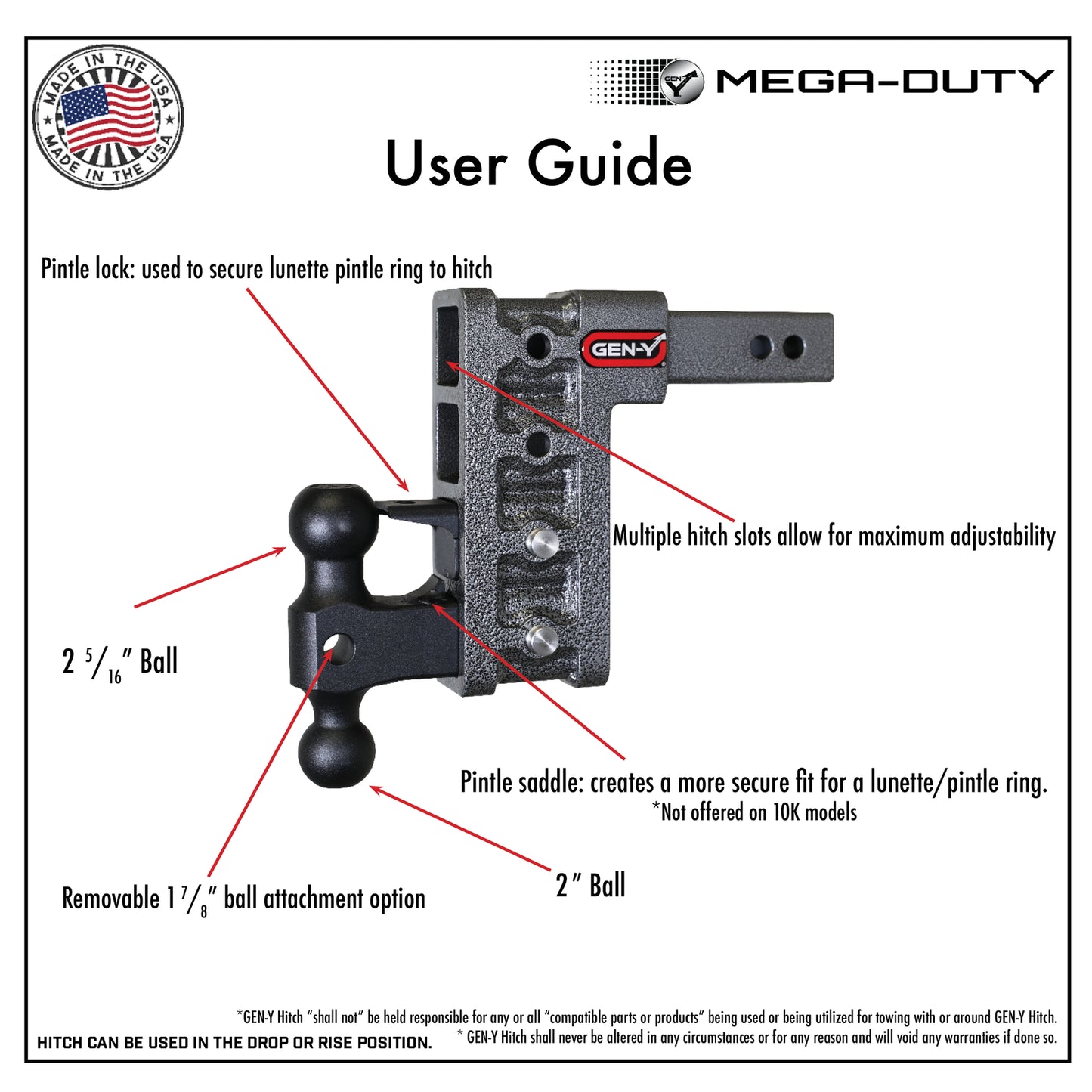 GEN-Y HITCH Mega-Duty Drop Hitch (2" Shank) 16000lbs