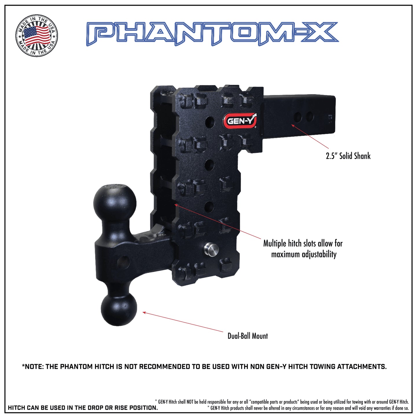 GEN-Y HITCH Phantom-X Drop Hitch (2.5" Shank) 16000lbs