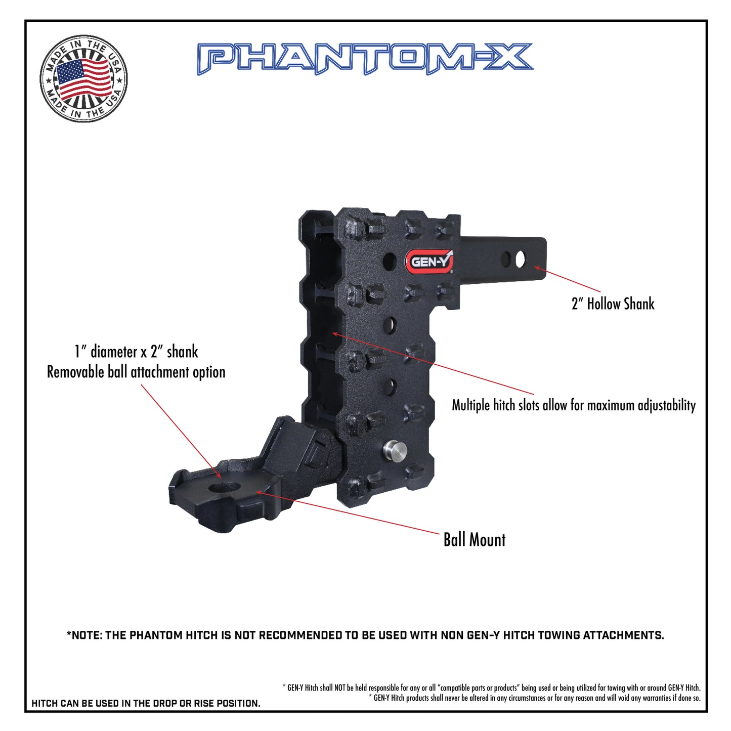 GEN-Y HITCH Phantom-X Drop Hitch (2" Shank) 7000lbs