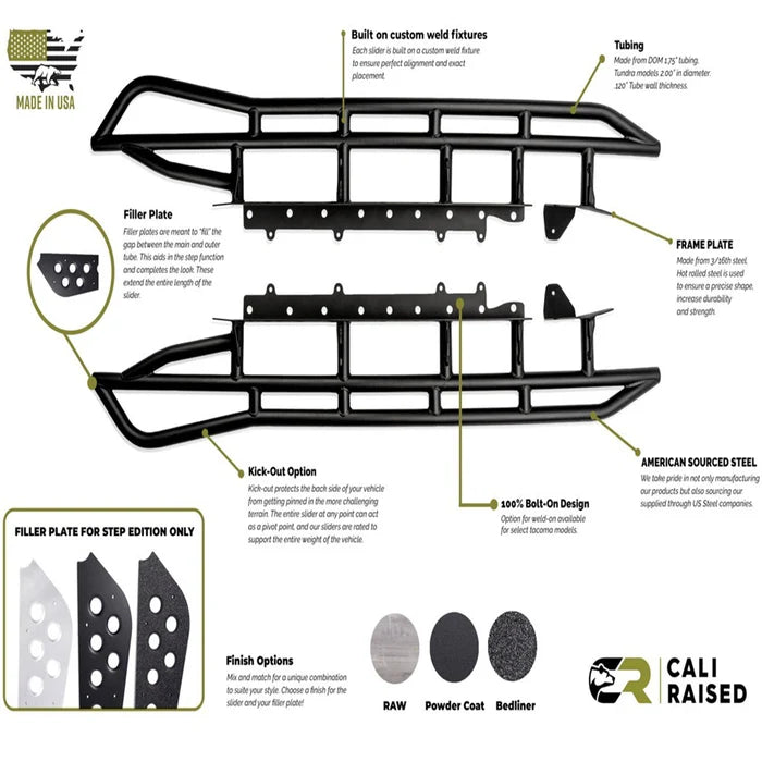 Cali Raised Step Edition Rock Sliders (2010-2024 Toyota 4Runner)