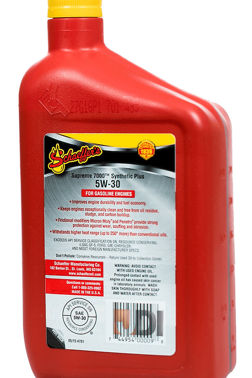 Schaeffer's Supreme 7000 Synthetic Engine Oil (5W-30)